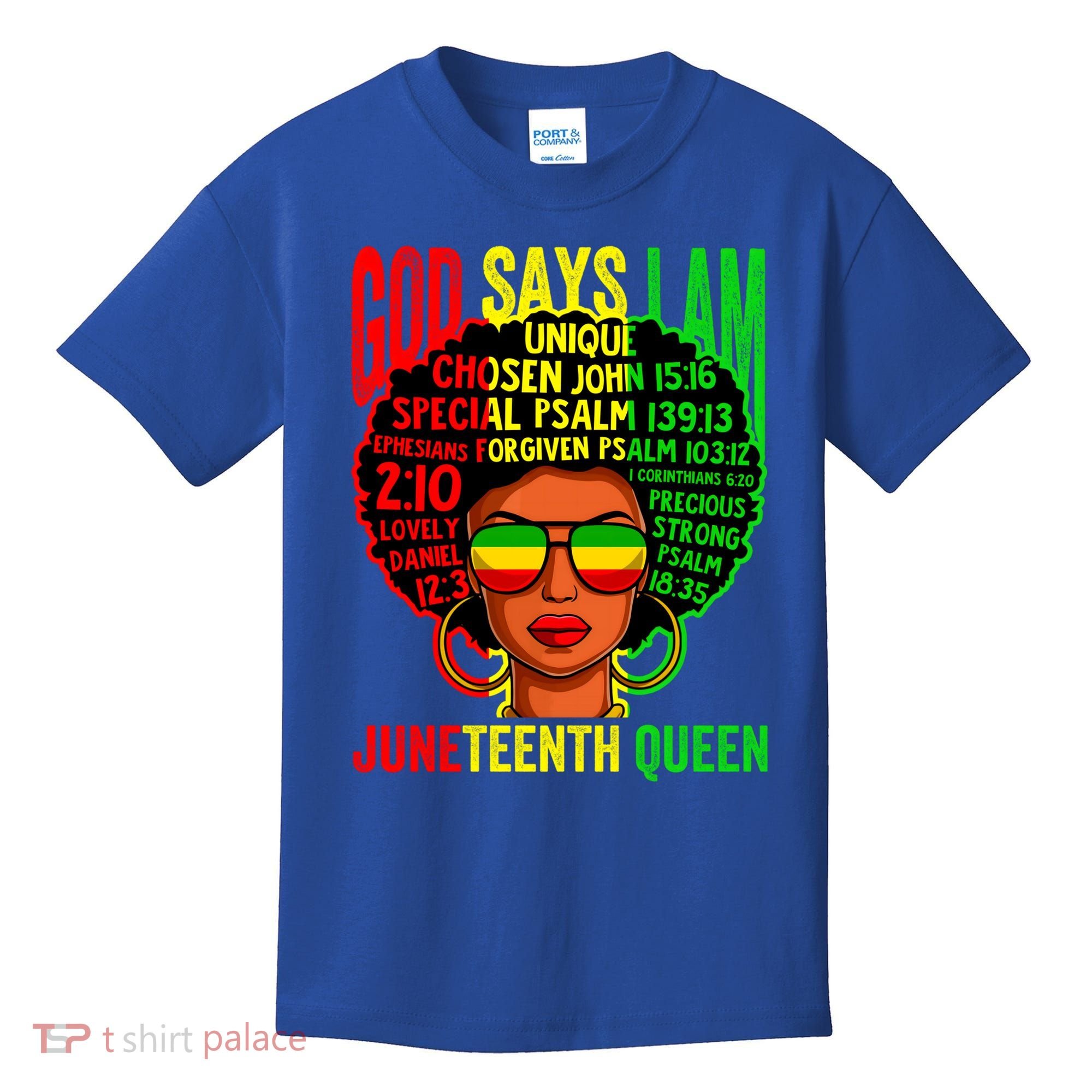 African God Says I Am Juneteenth Queen Black History Gift Kids T-Shirt