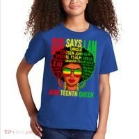 African God Says I Am Juneteenth Queen Black History Gift Kids T-Shirt thumb 2