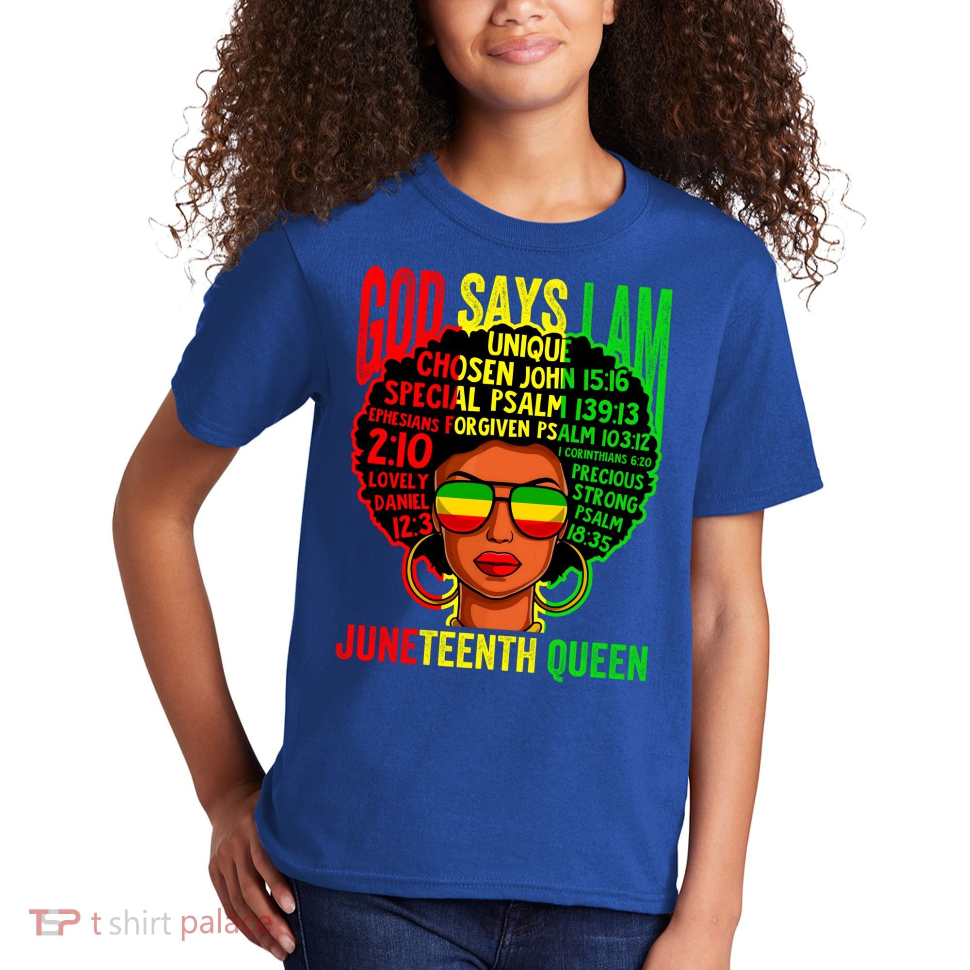 African God Says I Am Juneteenth Queen Black History Gift Kids T-Shirt