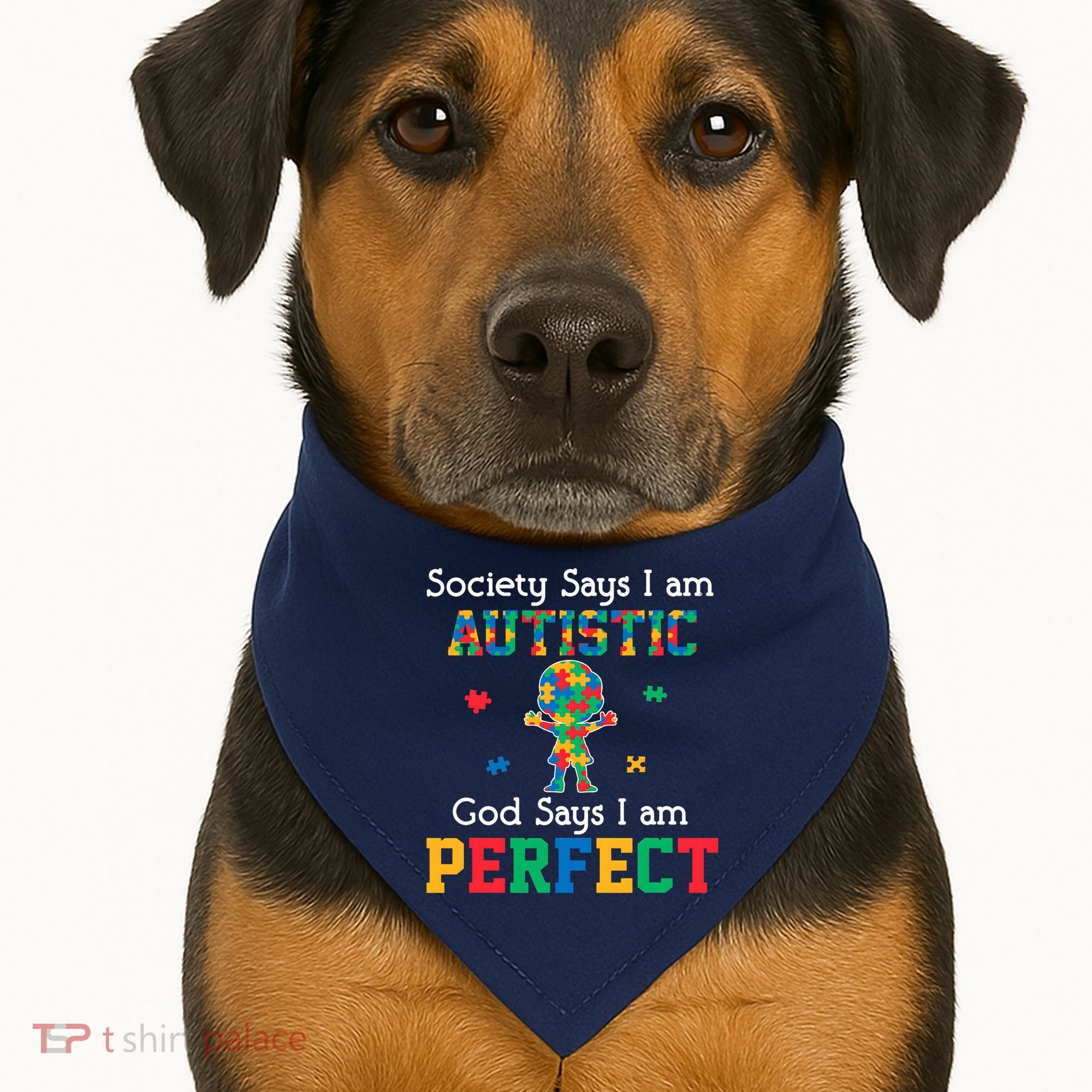 Autism God Says I Am Perfect Autism Awareness USA-Made Doggie Bandana
