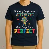 Autism God Says I Am Perfect Autism Awareness T-Shirt thumb 3