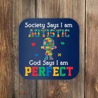 Autism God Says I Am Perfect Autism Awareness Coaster thumb 0