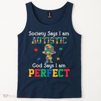 Autism God Says I Am Perfect Autism Awareness Tank Top thumb 2