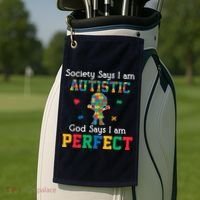 Autism God Says I Am Perfect Autism Awareness Golf Towel thumb 2