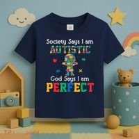 Autism God Says I Am Perfect Autism Awareness Toddler T-Shirt thumb 3