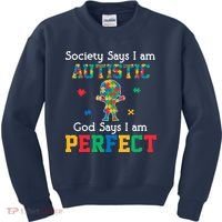 Autism God Says I Am Perfect Autism Awareness Kids Sweatshirt thumb 0