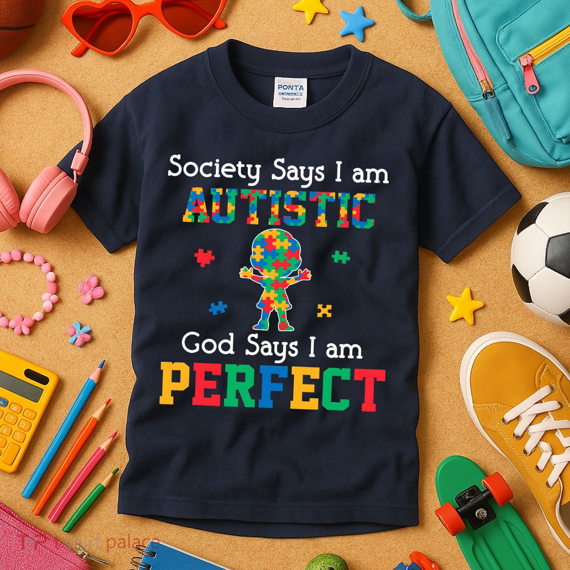 Autism God Says I Am Perfect Autism Awareness Kids T-Shirt