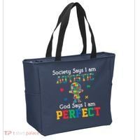 Autism God Says I Am Perfect Autism Awareness Tote Bag thumb 2