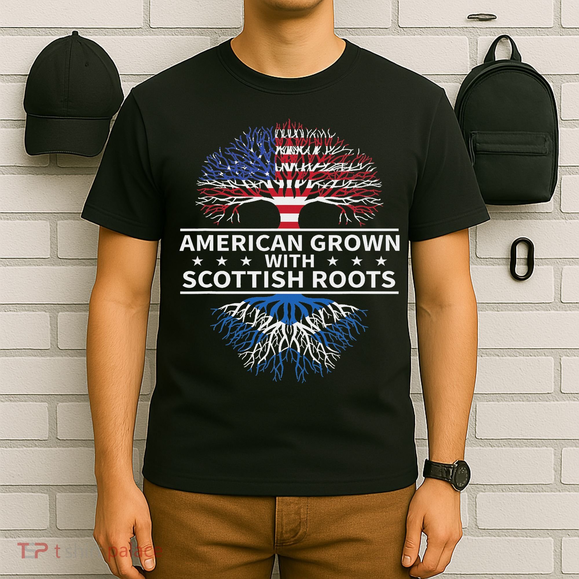 American Grown Scottish Roots Scotland Gift T-Shirt