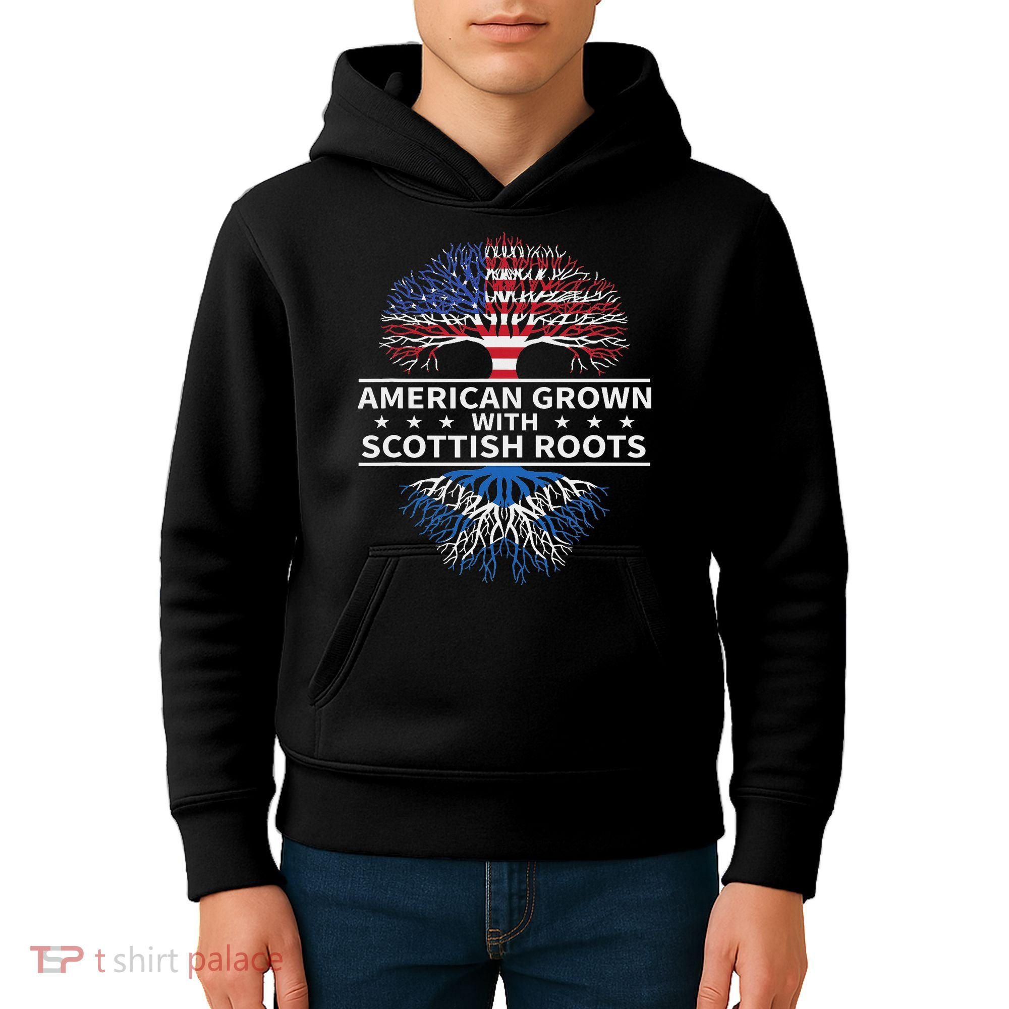 American Grown Scottish Roots Scotland Gift Kids Hoodie