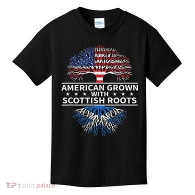 American Grown Scottish Roots Scotland Gift Kids T-Shirt