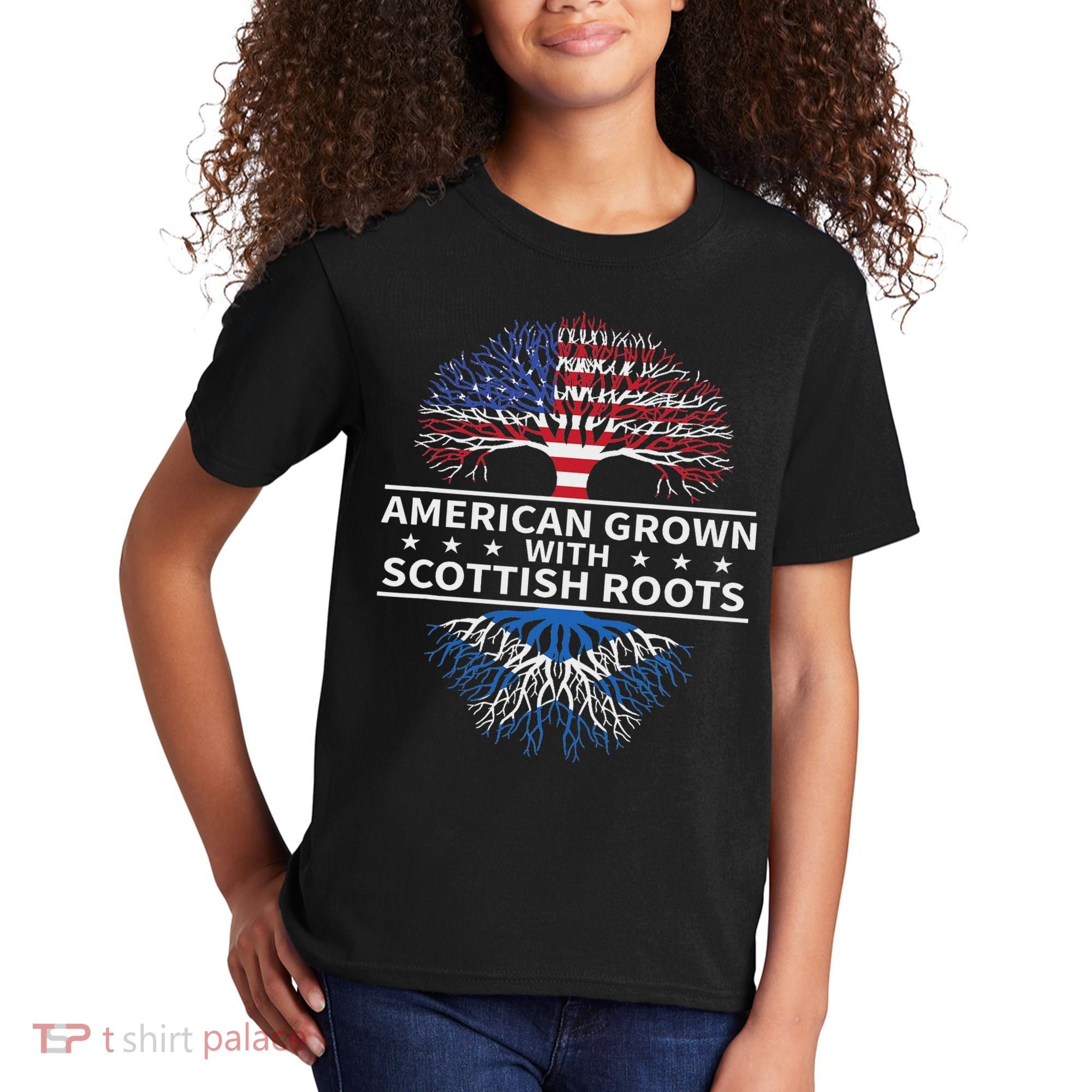 American Grown Scottish Roots Scotland Gift Kids T-Shirt