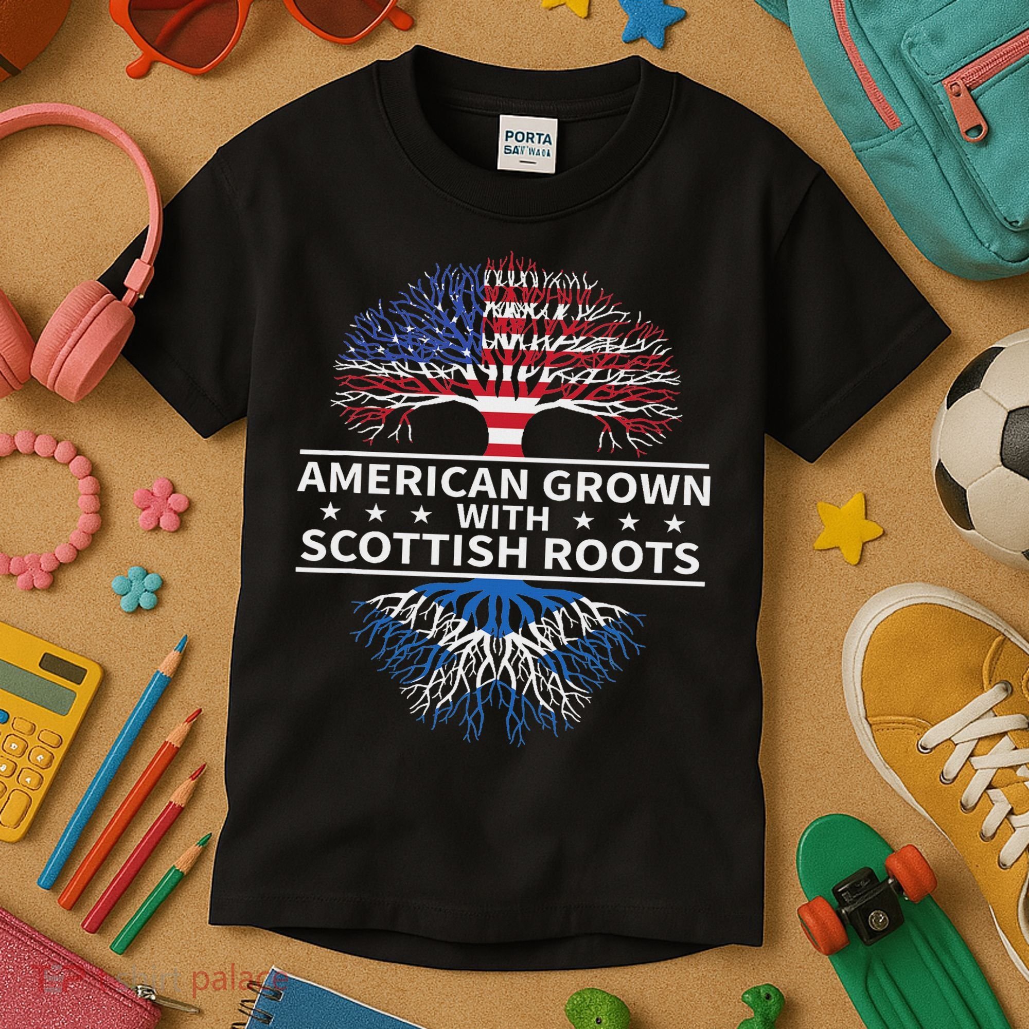 American Grown Scottish Roots Scotland Gift Kids T-Shirt