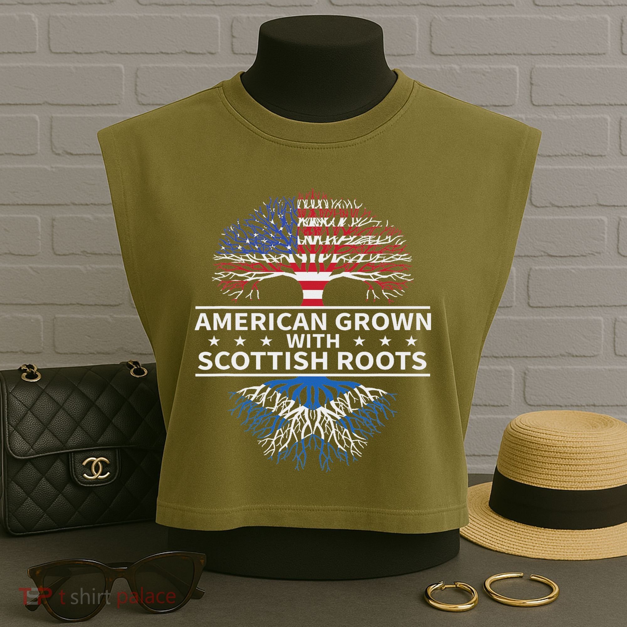 American Grown Scottish Roots Scotland Gift Garment-Dyed Women's Muscle Tee