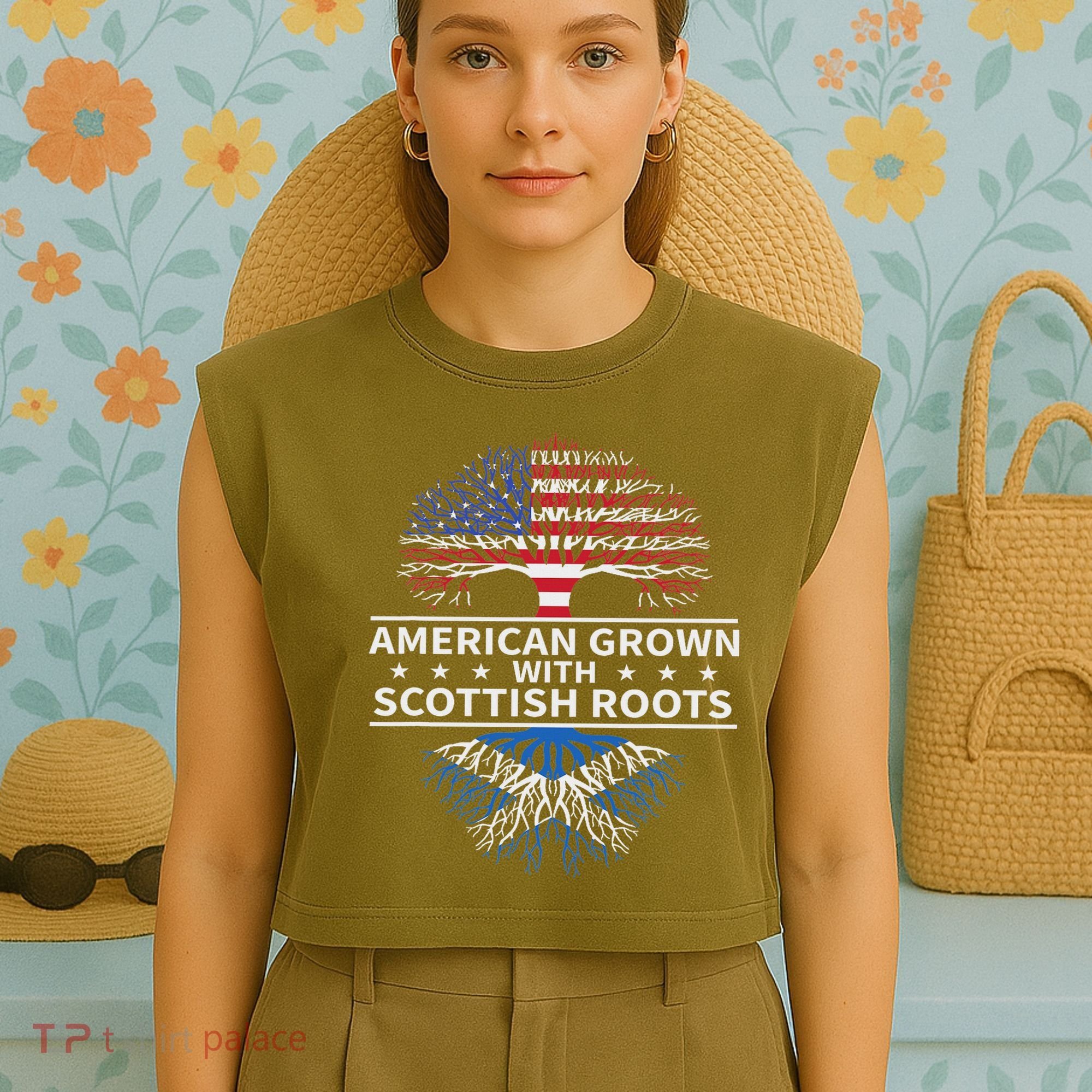 American Grown Scottish Roots Scotland Gift Garment-Dyed Women's Muscle Tee
