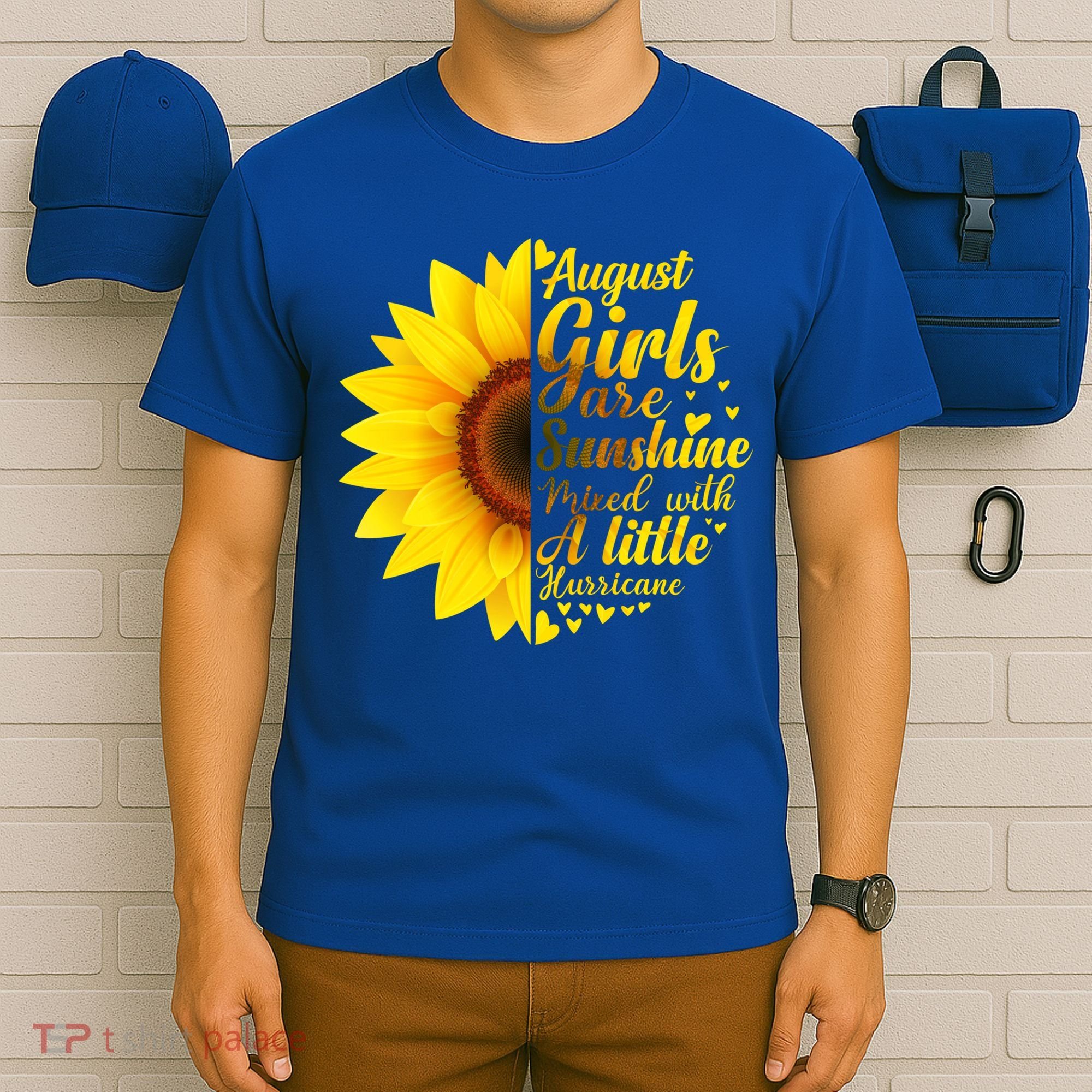 August Girls Sunshine Mixed Hurricane Gift Sunflower Birthday Gift T-Shirt
