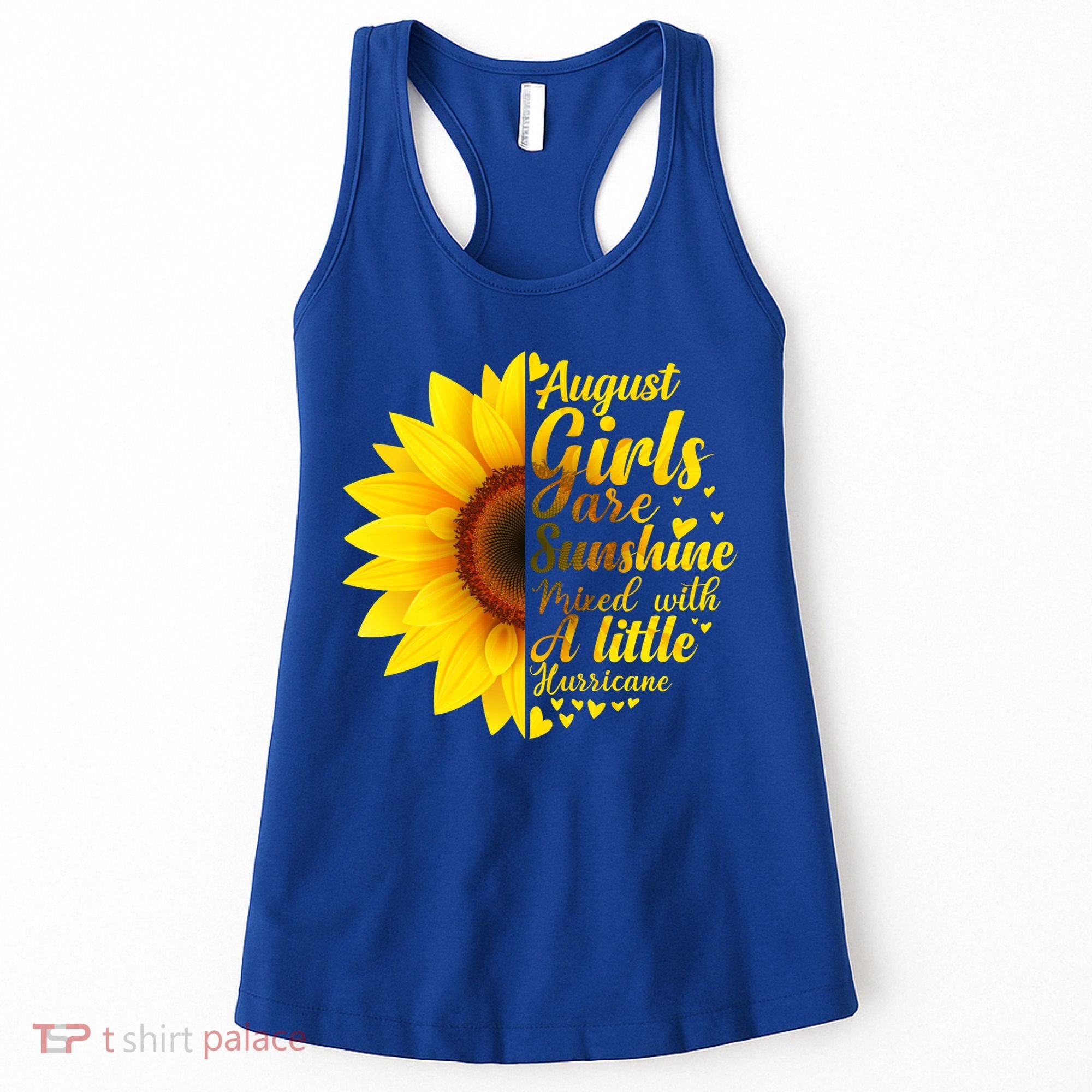 August Girls Sunshine Mixed Hurricane Gift Sunflower Birthday Gift Women's Tank Top