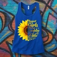 August Girls Sunshine Mixed Hurricane Gift Sunflower Birthday Gift Women's Tank Top thumb 3