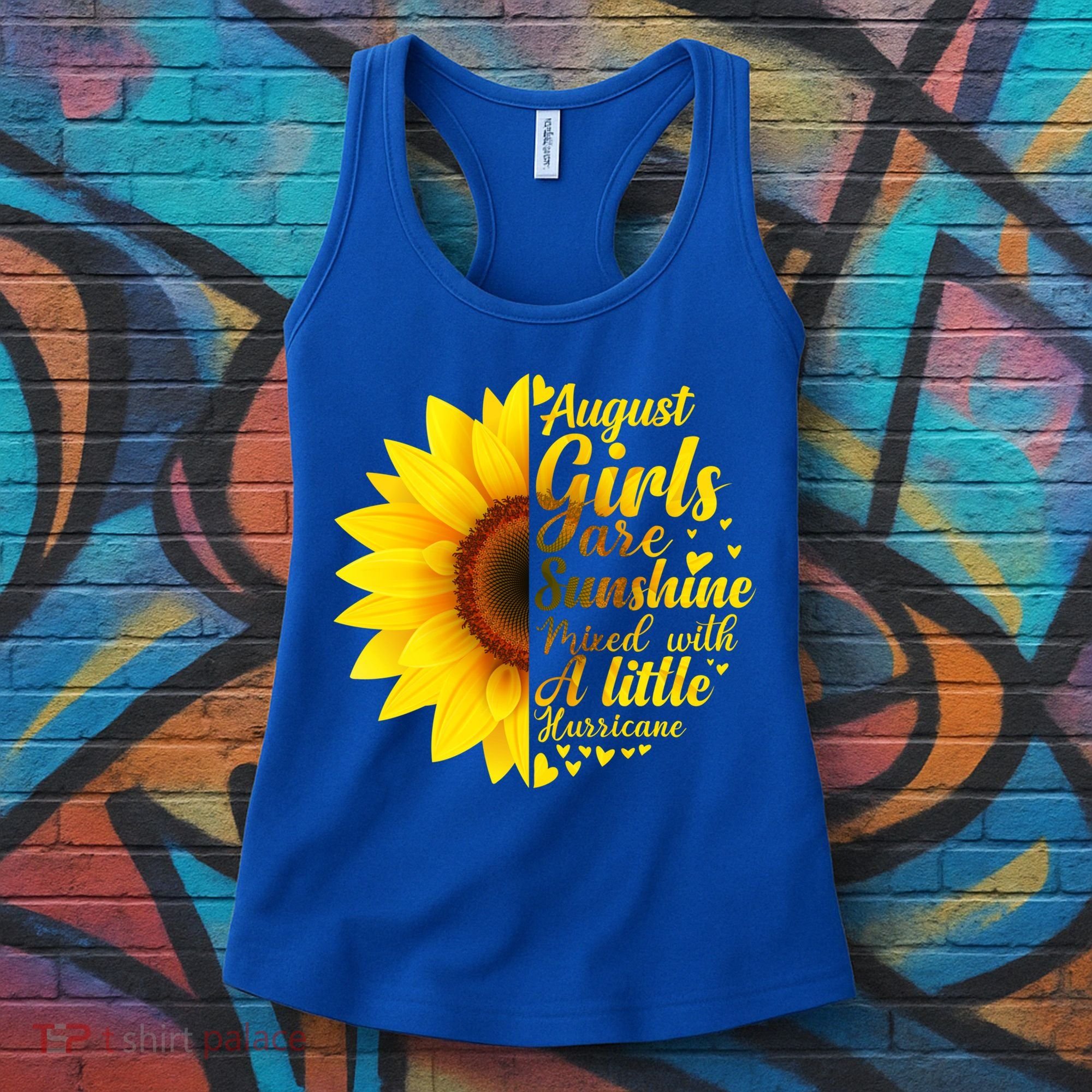 August Girls Sunshine Mixed Hurricane Gift Sunflower Birthday Gift Women's Tank Top