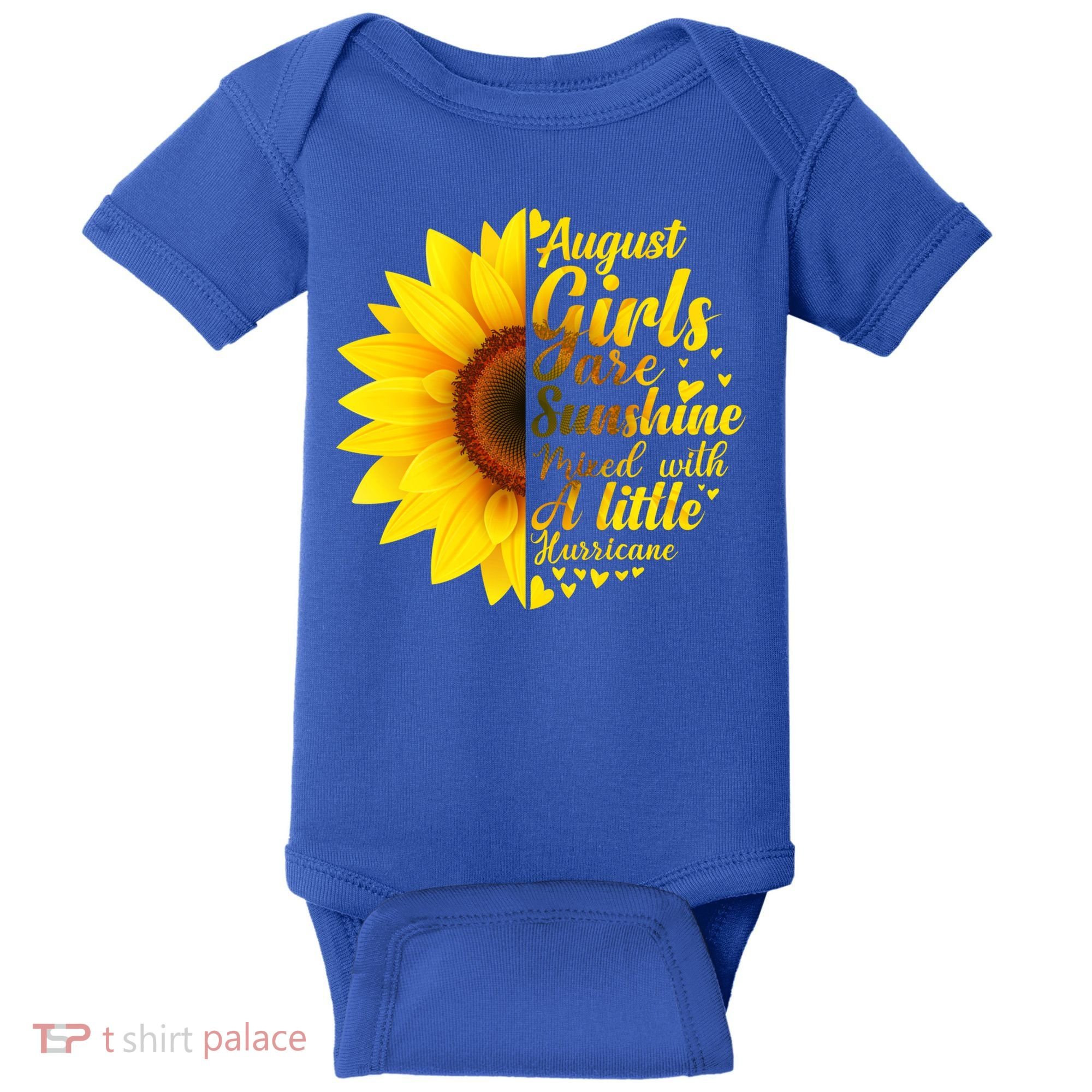 August Girls Sunshine Mixed Hurricane Gift Sunflower Birthday Gift Baby Bodysuit