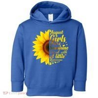 August Girls Sunshine Mixed Hurricane Gift Sunflower Birthday Gift Toddler Hoodie thumb 0