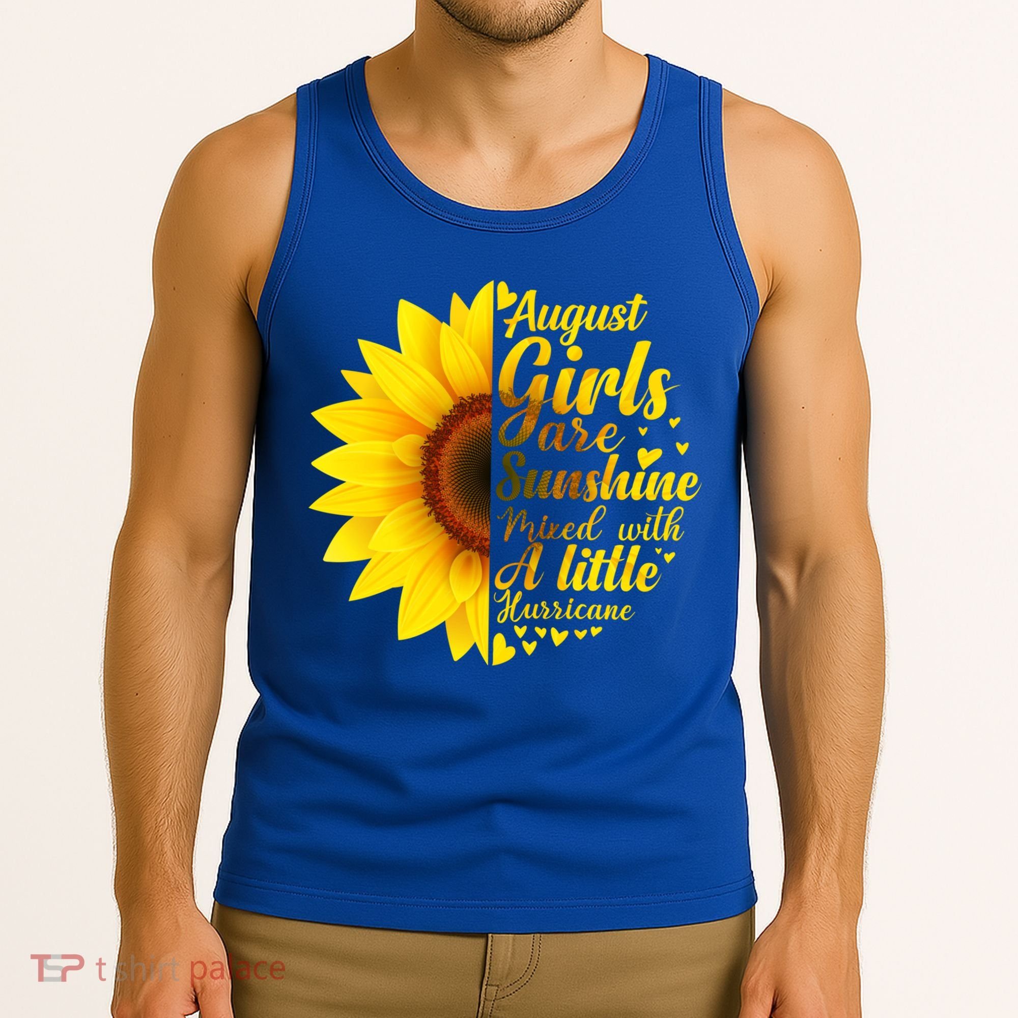 August Girls Sunshine Mixed Hurricane Gift Sunflower Birthday Gift Tank Top