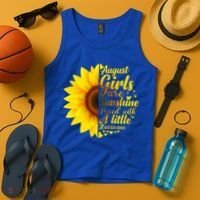 August Girls Sunshine Mixed Hurricane Gift Sunflower Birthday Gift Tank Top thumb 4