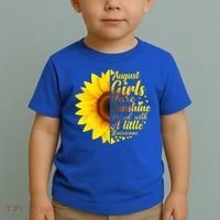 August Girls Sunshine Mixed Hurricane Gift Sunflower Birthday Gift Toddler T-Shirt thumb 2