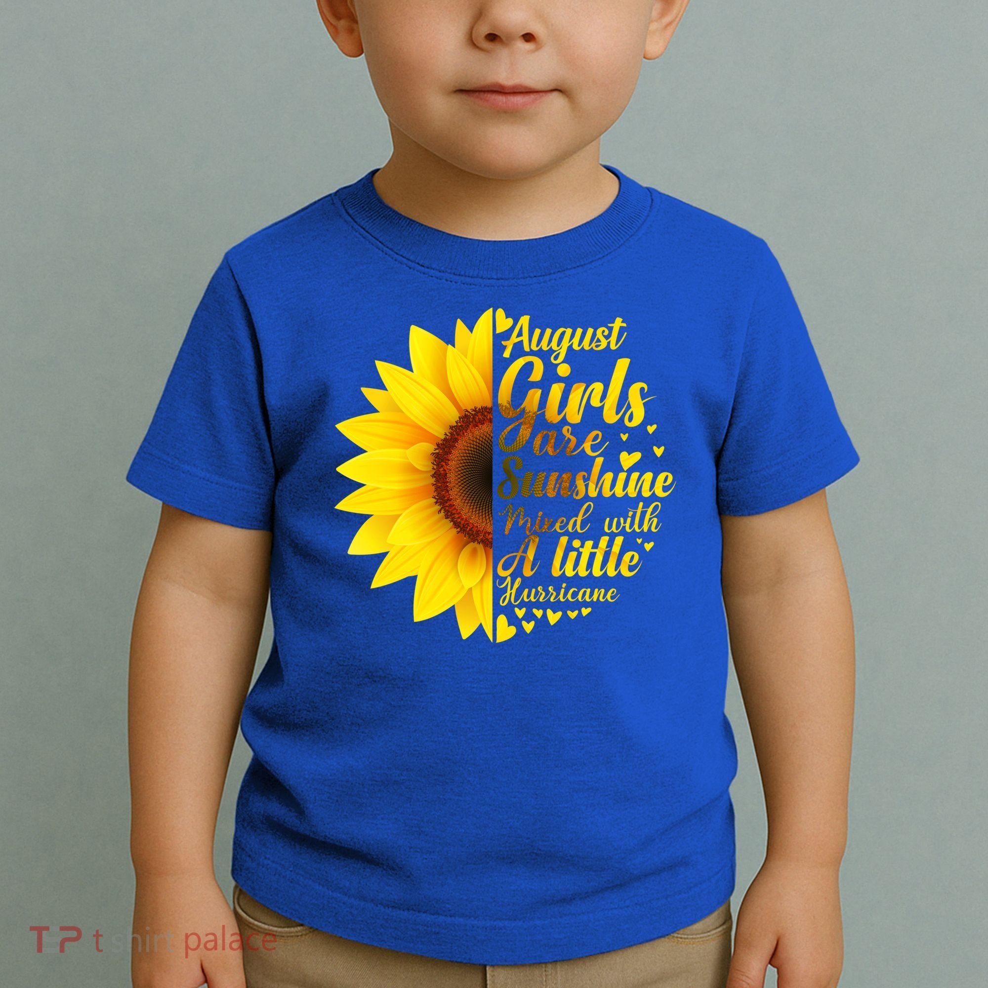 August Girls Sunshine Mixed Hurricane Gift Sunflower Birthday Gift Toddler T-Shirt