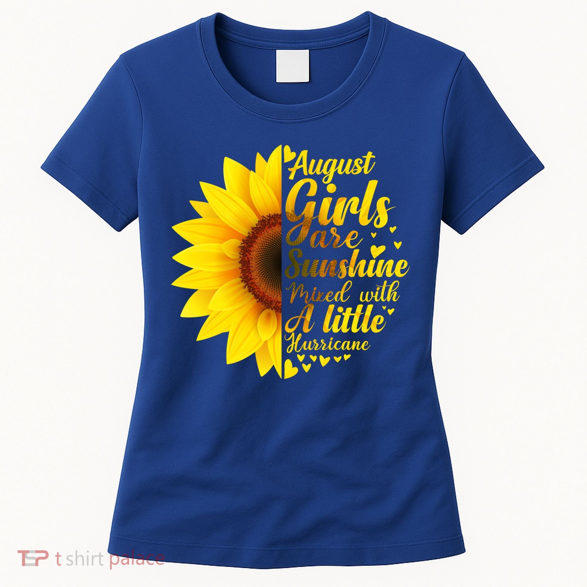 August Girls Sunshine Mixed Hurricane Gift Sunflower Birthday Gift Women's T-Shirt