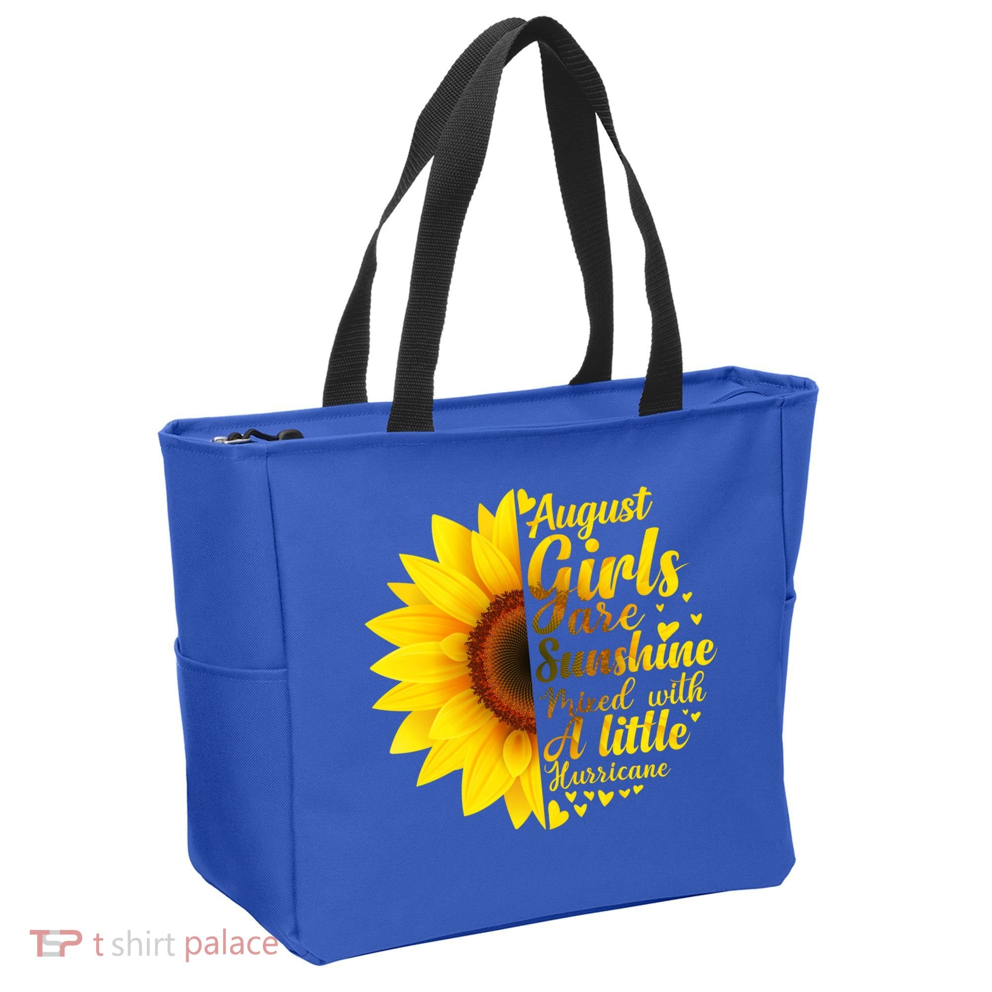 August Girls Sunshine Mixed Hurricane Gift Sunflower Birthday Gift Tote Bag