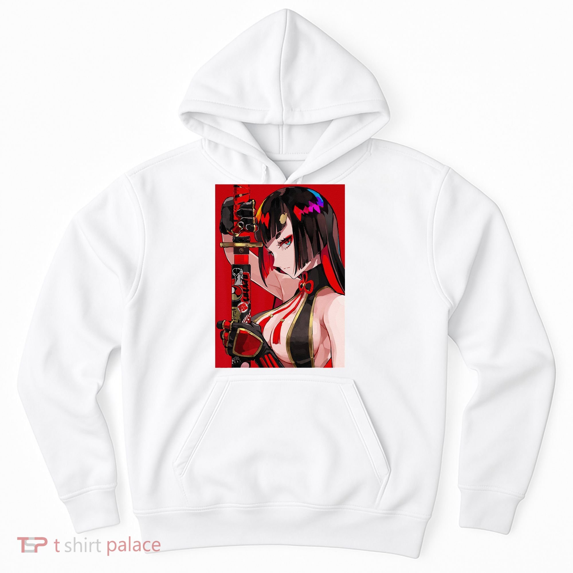 Anime Girl Samurai Waifu Japanese Aesthetic Otaku Weeb Hoodie