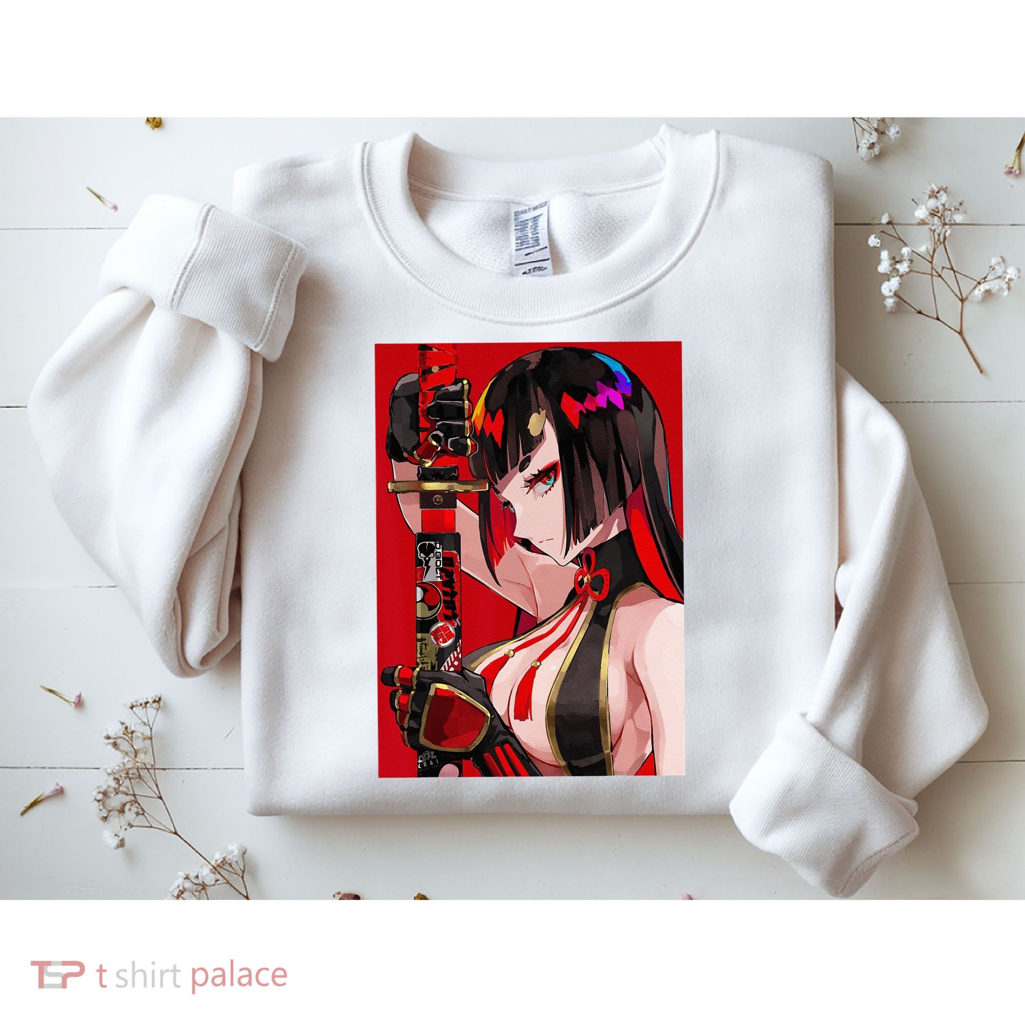 Anime Girl Samurai Waifu Japanese Aesthetic Otaku Weeb Sweatshirt