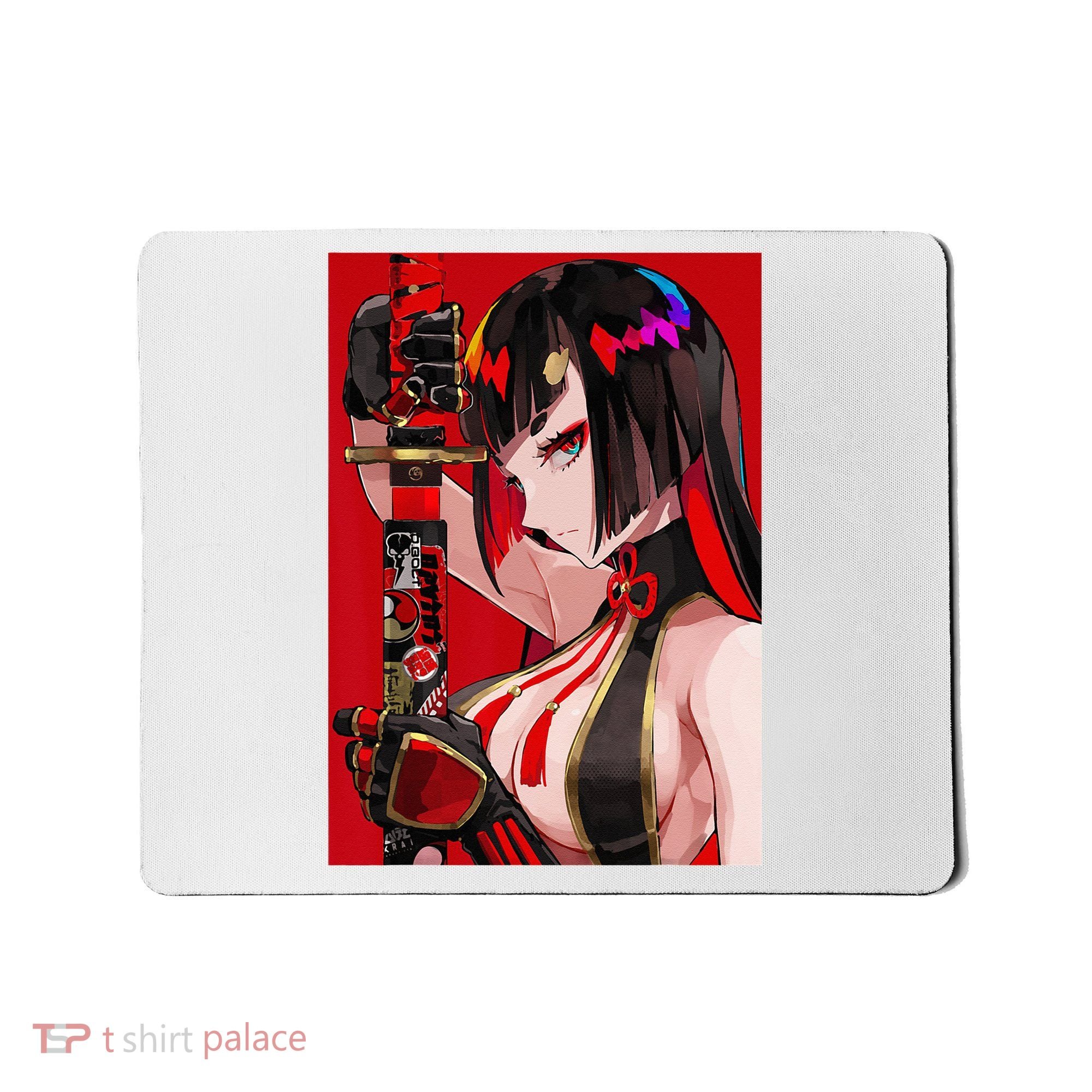 Anime Girl Samurai Waifu Japanese Aesthetic Otaku Weeb Mousepad
