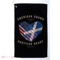 American Grown Scottish Heart Love Scotland Flag Gift Golf Towel thumb 0