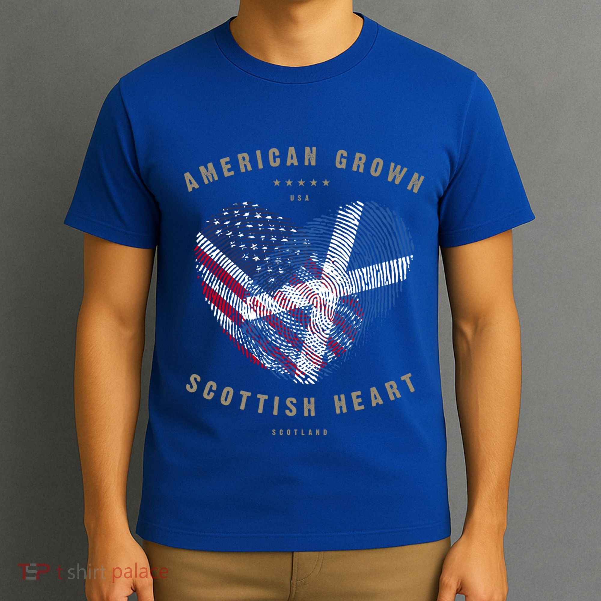 American Grown Scottish Heart Love Scotland Flag Gift T-Shirt