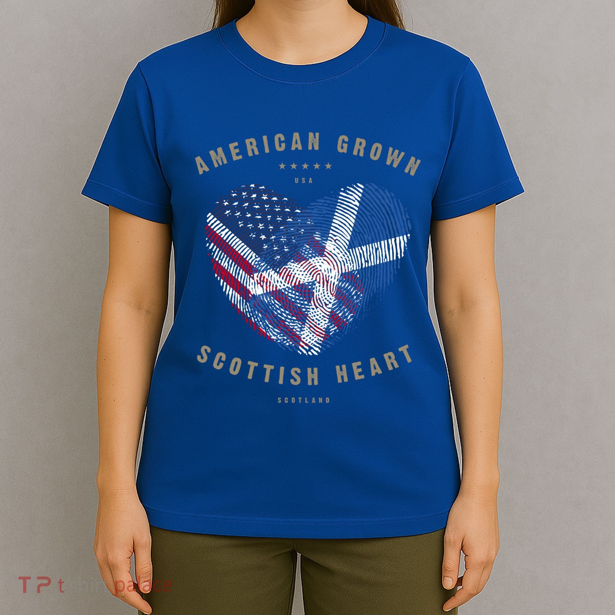 American Grown Scottish Heart Love Scotland Flag Gift T-Shirt
