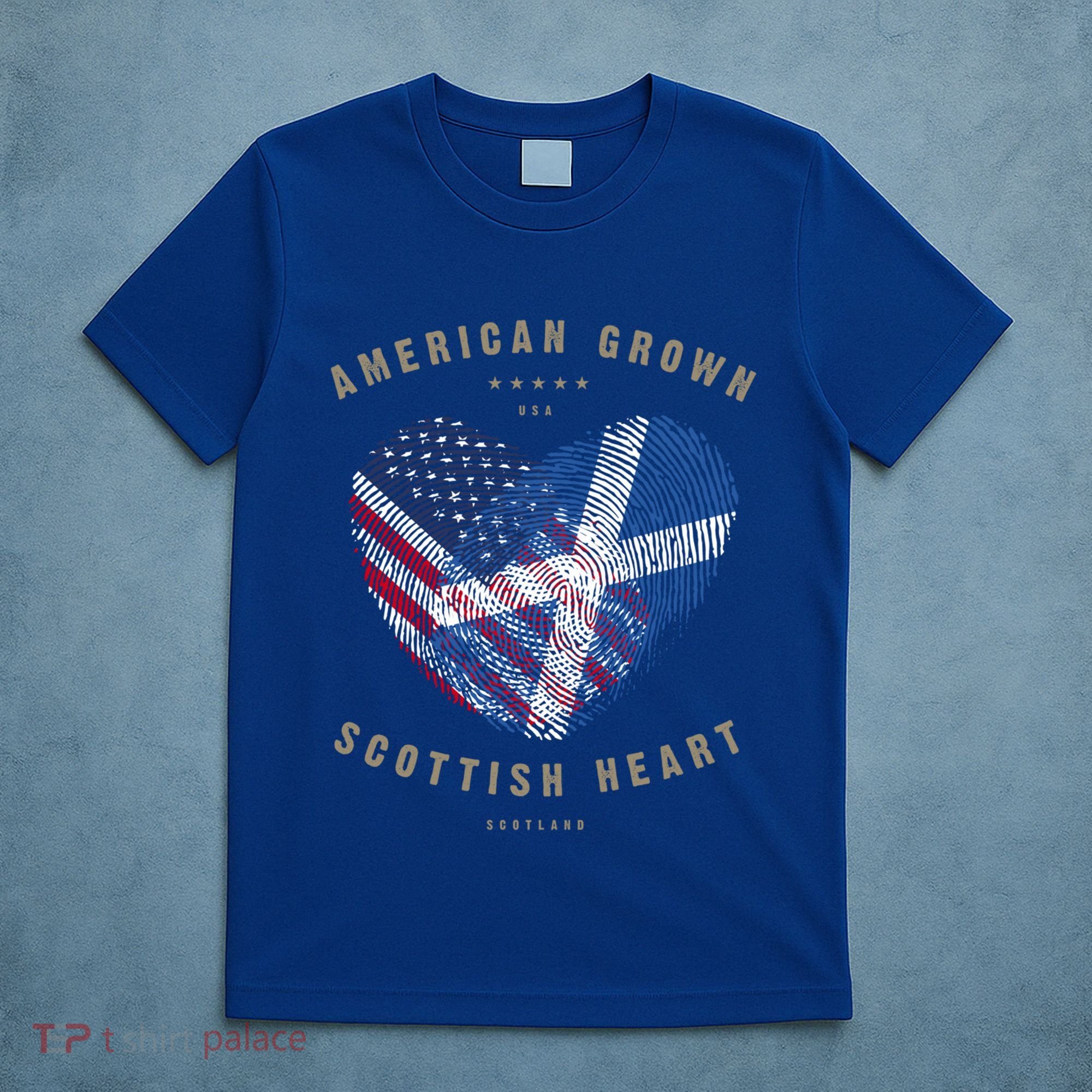 American Grown Scottish Heart Love Scotland Flag Gift T-Shirt