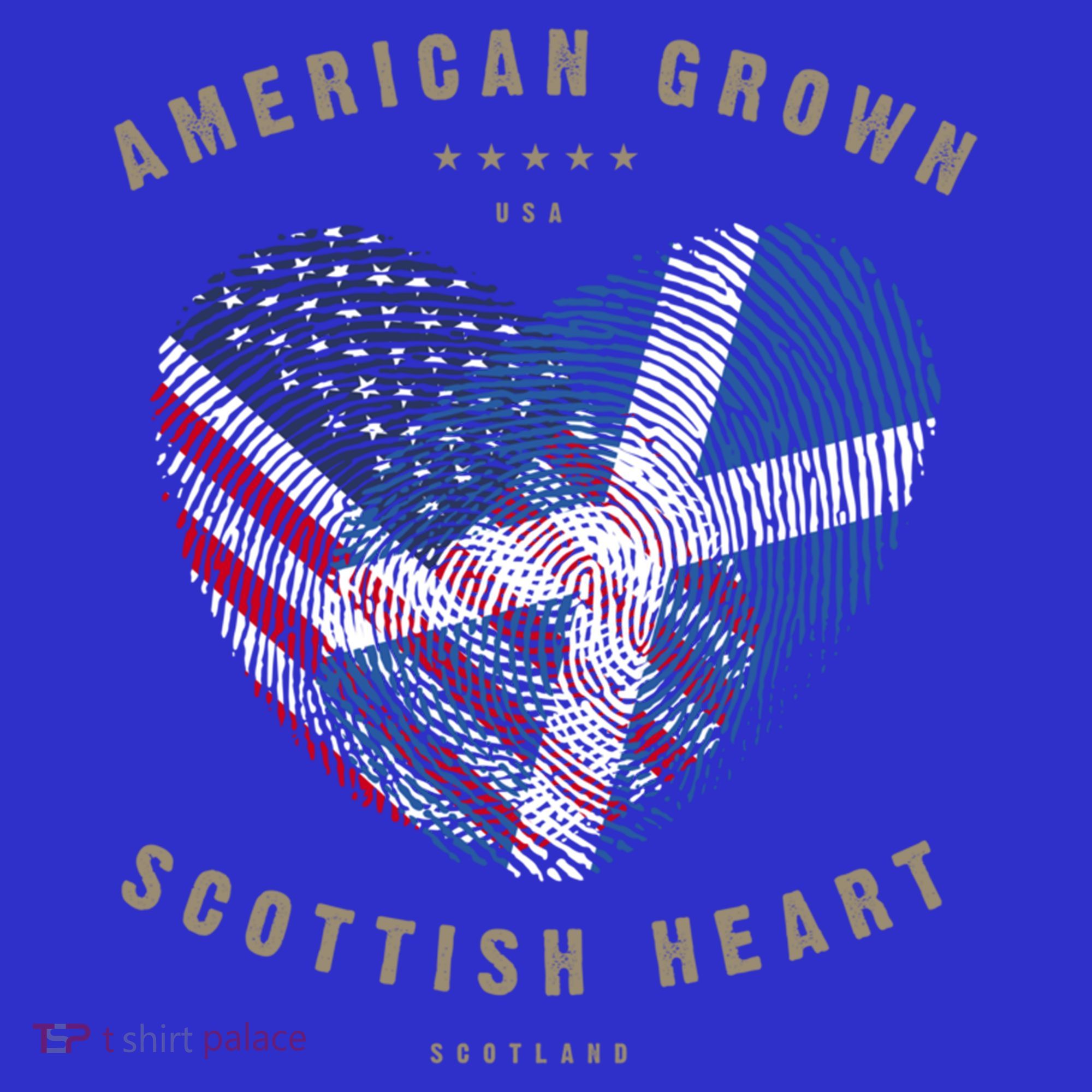 American Grown Scottish Heart Love Scotland Flag Gift T-Shirt