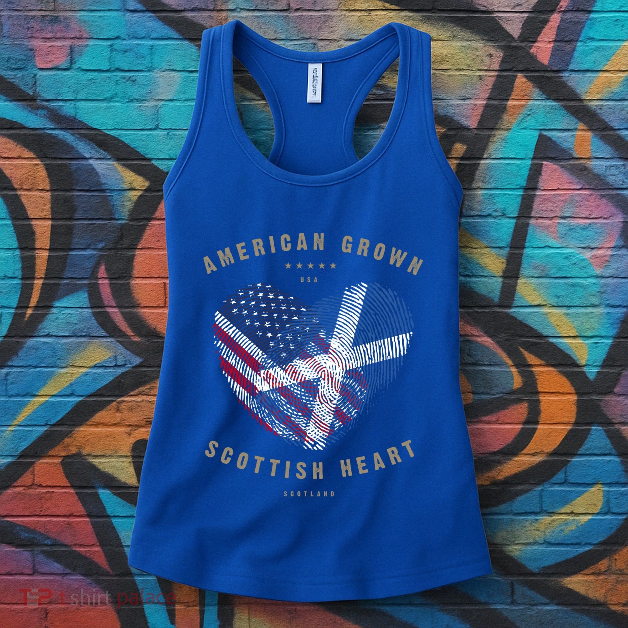 American Grown Scottish Heart Love Scotland Flag Gift Women's Tank Top