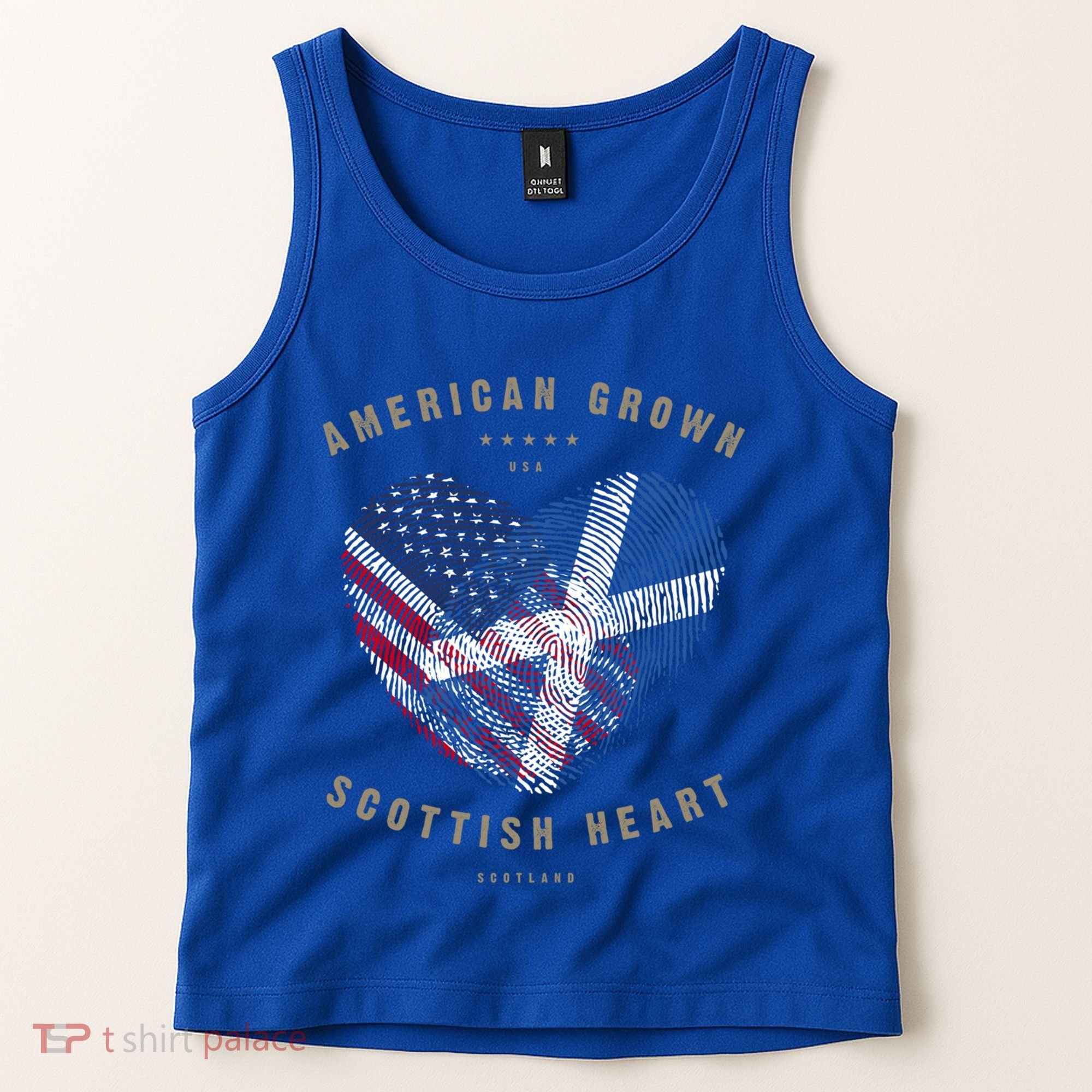 American Grown Scottish Heart Love Scotland Flag Gift Tank Top