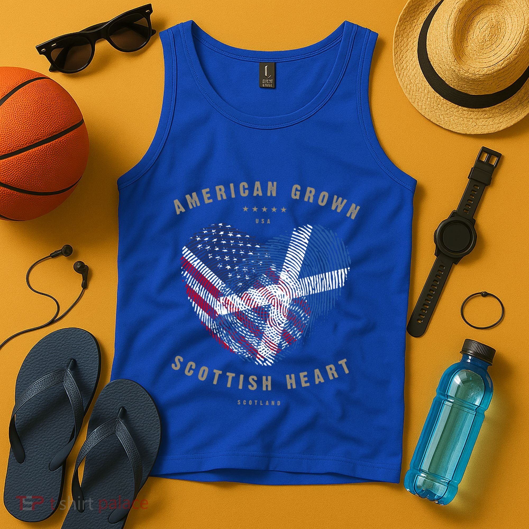 American Grown Scottish Heart Love Scotland Flag Gift Tank Top