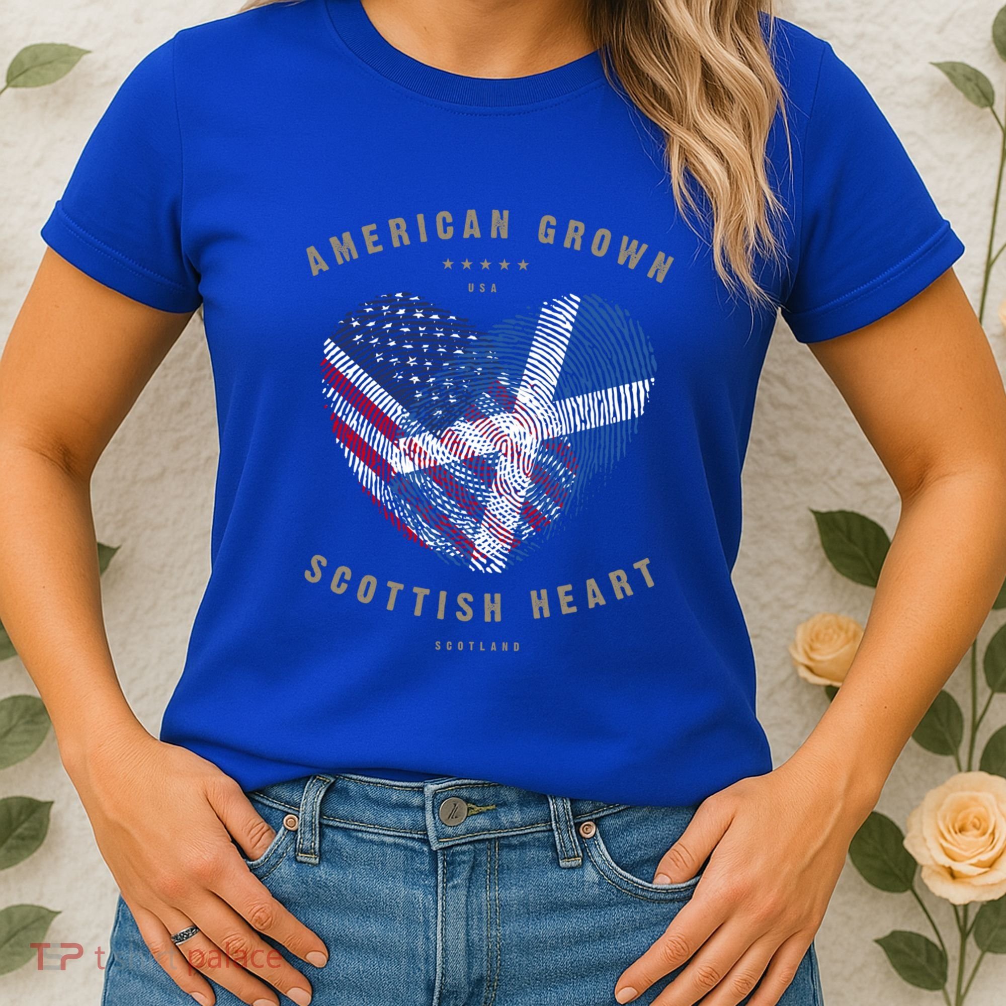 American Grown Scottish Heart Love Scotland Flag Gift Women's T-Shirt