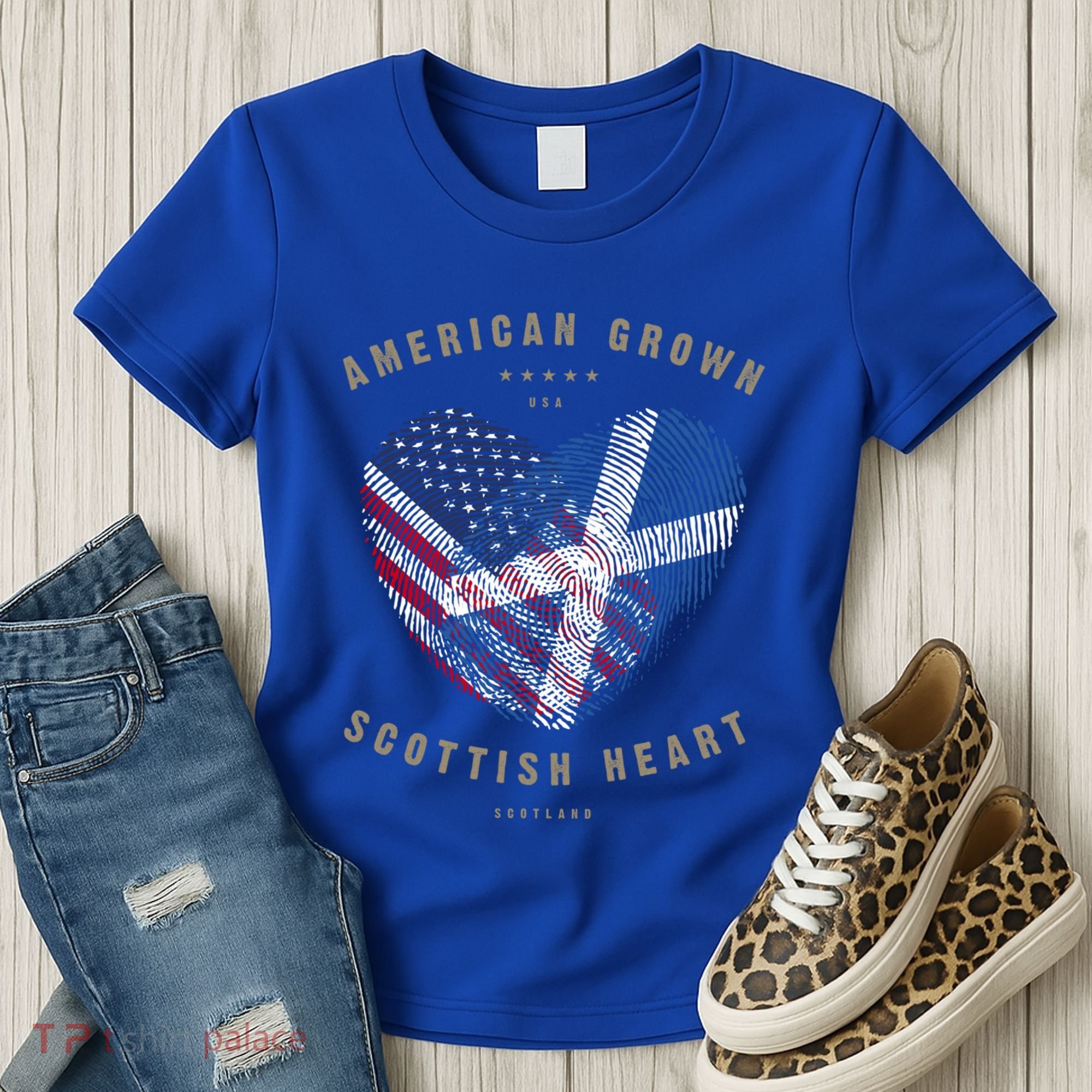 American Grown Scottish Heart Love Scotland Flag Gift Women's T-Shirt