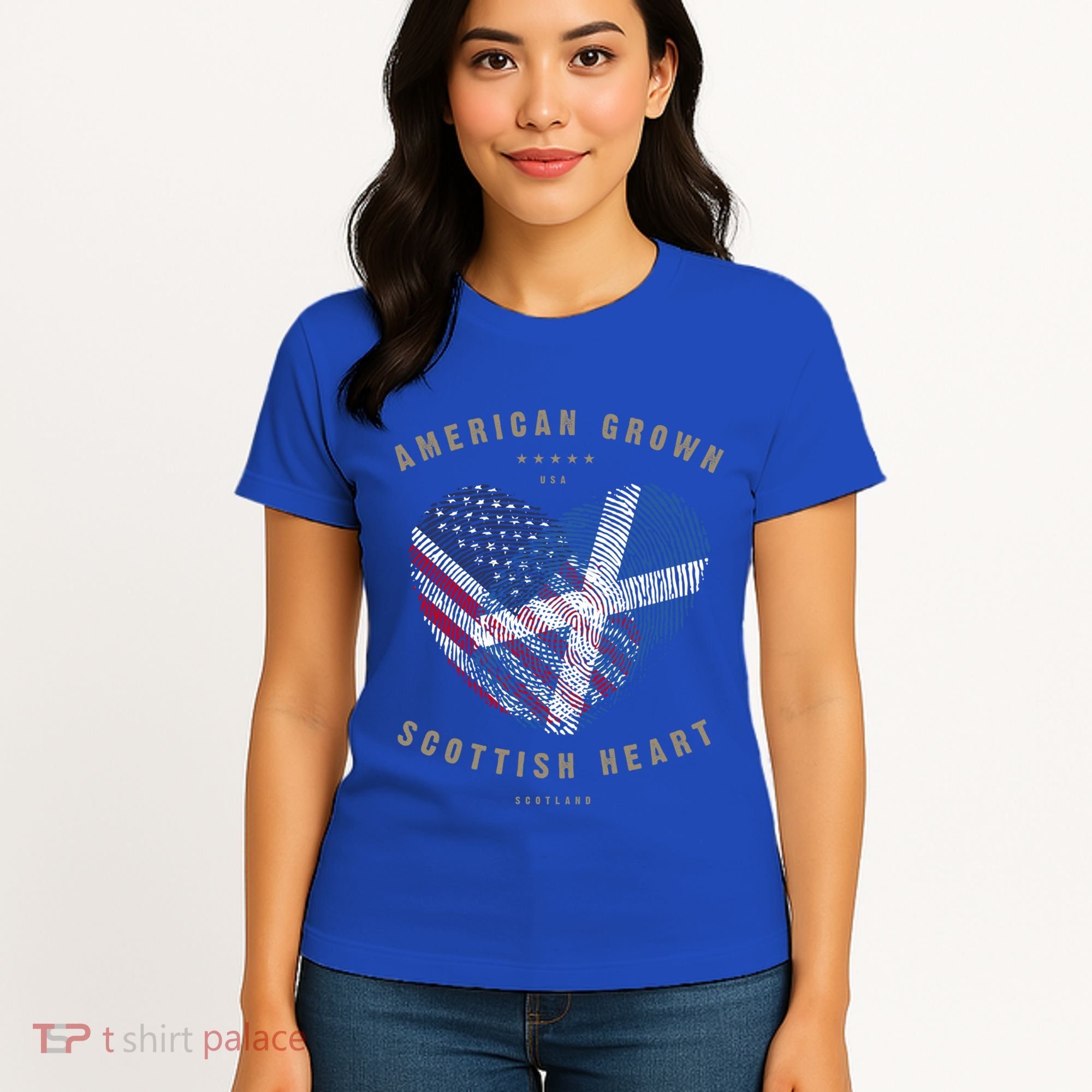 American Grown Scottish Heart Love Scotland Flag Gift Women's T-Shirt