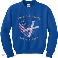 American Grown Scottish Heart Love Scotland Flag Gift Kids Sweatshirt thumb 0