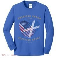 American Grown Scottish Heart Love Scotland Flag Gift Kids Long Sleeve Shirt thumb 0