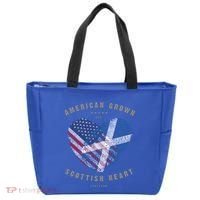 American Grown Scottish Heart Love Scotland Flag Gift Tote Bag thumb 0