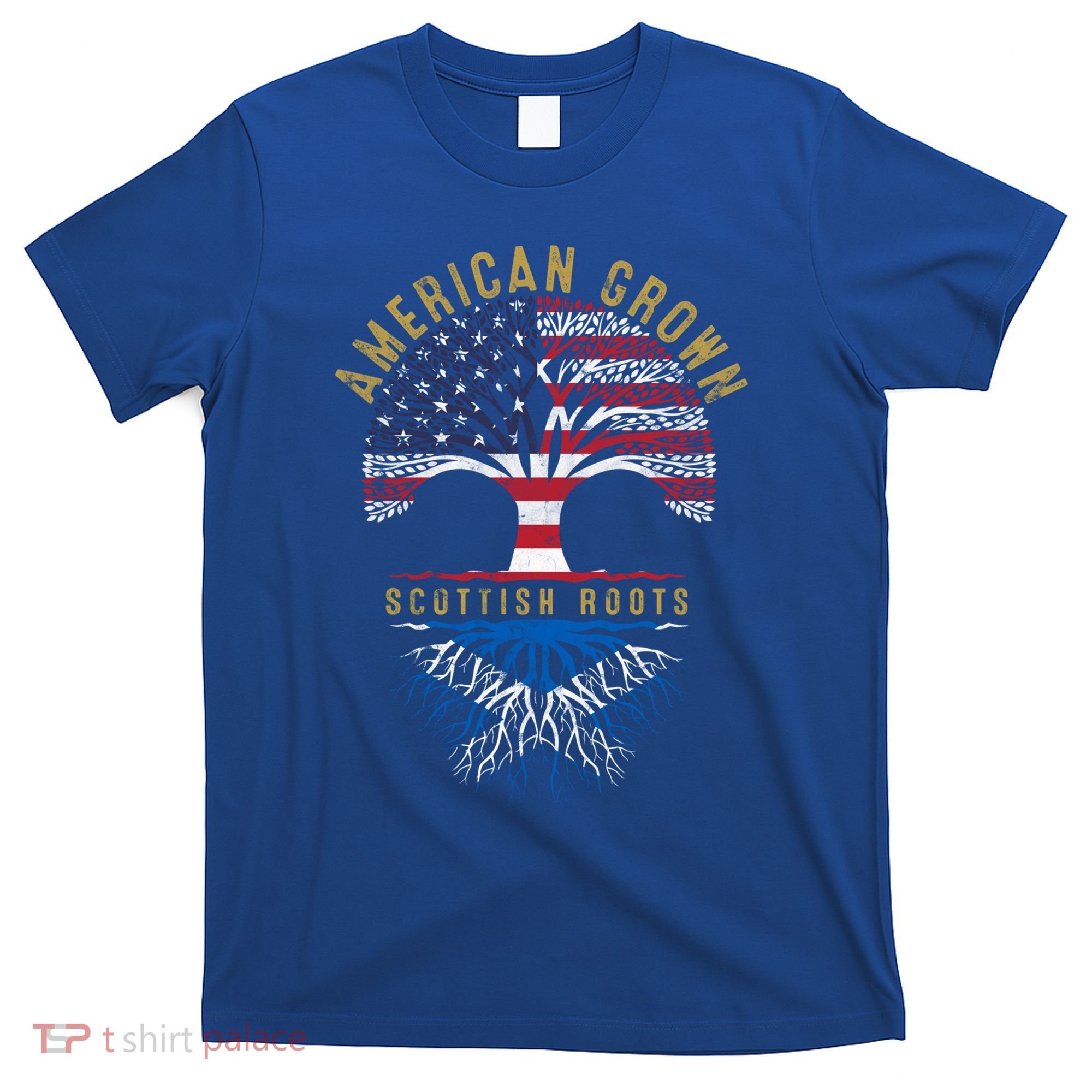 American Grown Scottish Roots Tree Flag Family Heritage Great Gift T-Shirt