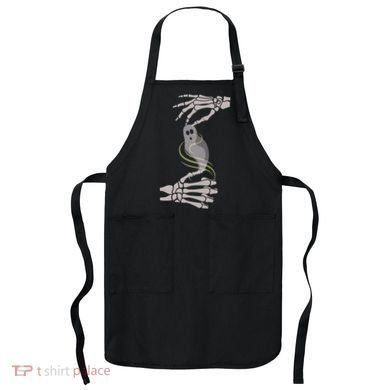 ASL Ghost Spooky Halloween For Deaf Community Apron